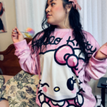 Saco de Hello Kitty en algodón perchado unisex sin capota estilo kawaii