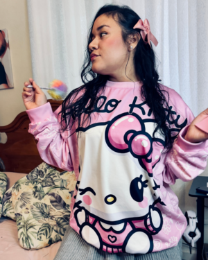 Saco de Hello Kitty en algodón perchado unisex sin capota estilo kawaii