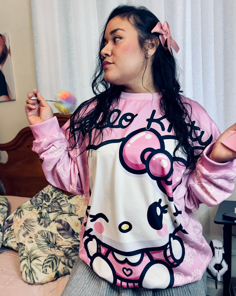Saco de Hello Kitty en algodón perchado unisex sin capota estilo kawaii